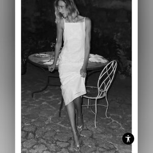 Zara ZW Collection Embroidered Linen Dress